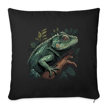 iguana branch reptiles green iguana - Sofa pillowcase 17,3'' x 17,3'' (45 x 45 cm) - black - Front