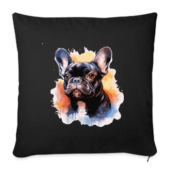 French Bulldog - Sofa pillowcase 17,3'' x 17,3'' (45 x 45 cm) - black - Front