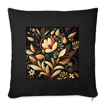 Botanicals Autumnal Flower Pattern - Sofa pillowcase 17,3'' x 17,3'' (45 x 45 cm) - black - Front