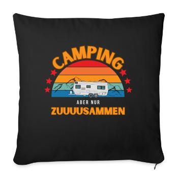 Camping friends for adventures with the caravan - Sofa pillowcase 17,3'' x 17,3'' (45 x 45 cm) - black - Front