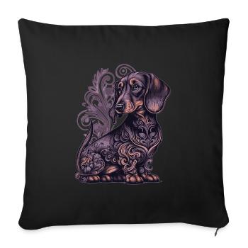 Art teckel - Housse de coussin décorative 45 x 45 cm - noir - Devant