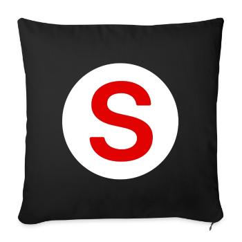 autocollant voiture, sénior à bord - Housse de coussin décorative 45 x 45 cm - noir - Devant