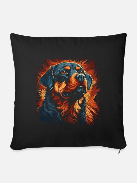 Rottweiler Hund - Sofakissenbezug 45 x 45 cm - Schwarz