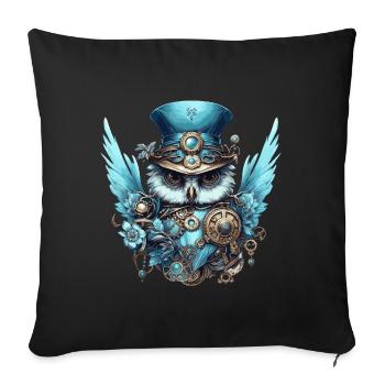 Coole Steampunk Eule - Sofakissenbezug 45 x 45 cm - Schwarz - Vorne