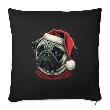 Pug xmas - Sofa pillowcase 17,3'' x 17,3'' (45 x 45 cm) - black - Front