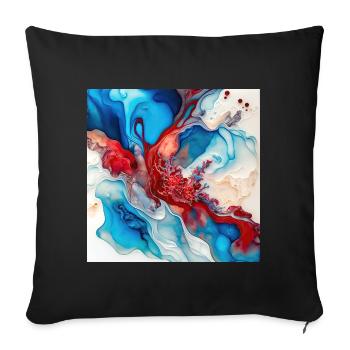 Red White And Blue Paint Swirl Pattern - Sofa pillowcase 17,3'' x 17,3'' (45 x 45 cm) - black - Front