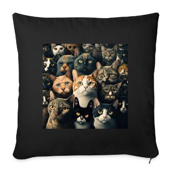 Modèle de chats - Housse de coussin décorative 45 x 45 cm - noir - Devant