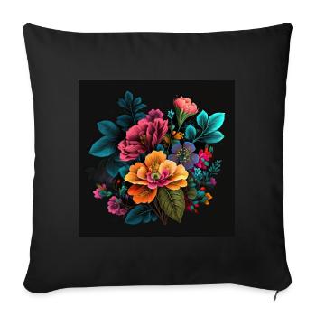 Botanicals Flower Pattern - Sofa pillowcase 17,3'' x 17,3'' (45 x 45 cm) - black - Front
