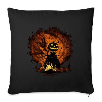 Creepy Halloween pumpkin in flames - Sofa pillowcase 17,3'' x 17,3'' (45 x 45 cm) - black - Front