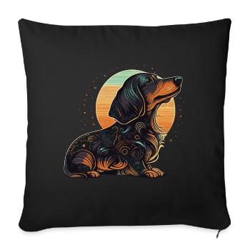Art teckel - Housse de coussin décorative 45 x 45 cm - noir - Devant