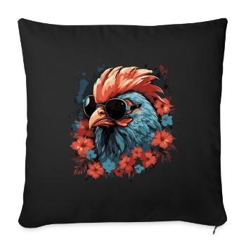 Poulet avec lunettes de soleil - Housse de coussin décorative 45 x 45 cm - noir - Devant