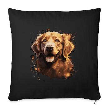 Chien Golden Retriever - Housse de coussin décorative 45 x 45 cm - noir - Devant