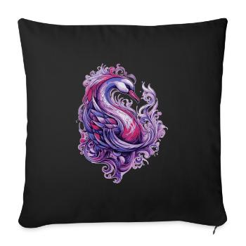 Art du cygne - Housse de coussin décorative 45 x 45 cm - noir - Devant