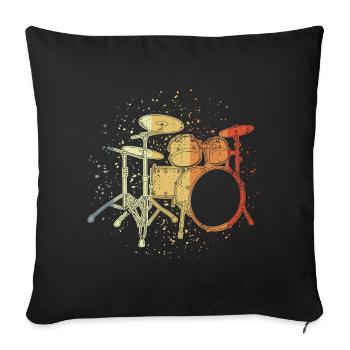 Drums Vintage Look - Sofa pillowcase 17,3'' x 17,3'' (45 x 45 cm) - black - Front