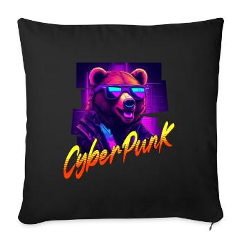 Cyberpunk Bear - Sofa pillowcase 17,3'' x 17,3'' (45 x 45 cm) - black - Front