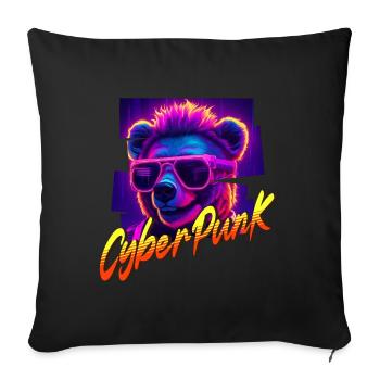 Ours Cyberpunk - Housse de coussin décorative 45 x 45 cm - noir - Devant