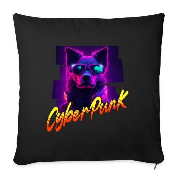 Cyberpunk dog - Sofa pillowcase 17,3'' x 17,3'' (45 x 45 cm) - black - Front