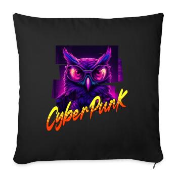 Cyberpunk Owl - Sofa pillowcase 17,3'' x 17,3'' (45 x 45 cm) - black - Front