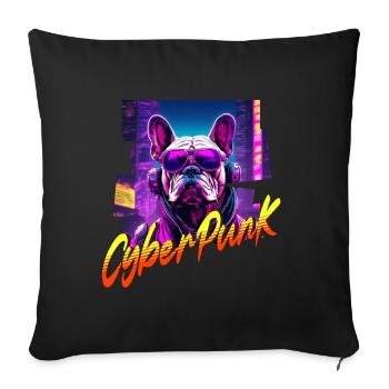 Cyberpunk Bulldog Dog - Sofa pillowcase 17,3'' x 17,3'' (45 x 45 cm) - black - Front