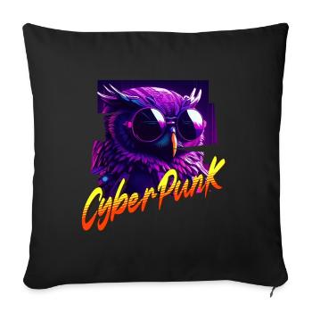 Cyberpunk Owl - Sofa pillowcase 17,3'' x 17,3'' (45 x 45 cm) - black - Front