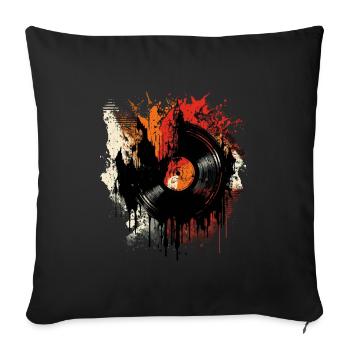 Vinyl records love - Sofa pillowcase 17,3'' x 17,3'' (45 x 45 cm) - black - Front