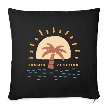 Sunset Palm Vacation Logo - Sofa pillowcase 17,3'' x 17,3'' (45 x 45 cm) - black - Front