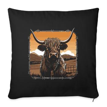Bovins écossais des Highlands - Housse de coussin décorative 45 x 45 cm - noir - Devant