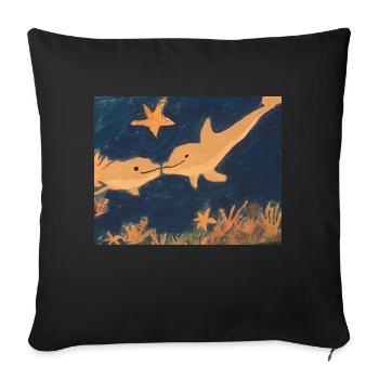 verliebte Delfine - Sofakissenbezug 45 x 45 cm - Schwarz - Vorne