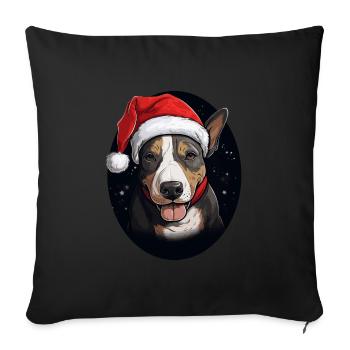 Bull Terrier Noël - Housse de coussin décorative 45 x 45 cm - noir - Devant