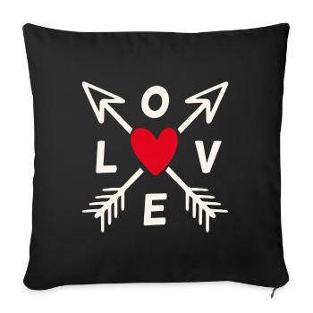 Love with arrows and red heart - Sofa pillowcase 17,3'' x 17,3'' (45 x 45 cm) - black - Front
