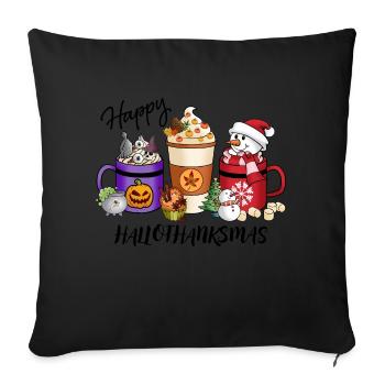 Happy HalloThankMas Vibes Coffee - Sofa pillowcase 17,3'' x 17,3'' (45 x 45 cm) - black - Front