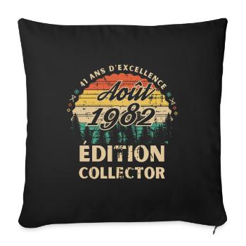 41 ans D excellence Août 1982 édition collector - Housse de coussin décorative 45 x 45 cm - noir - Devant