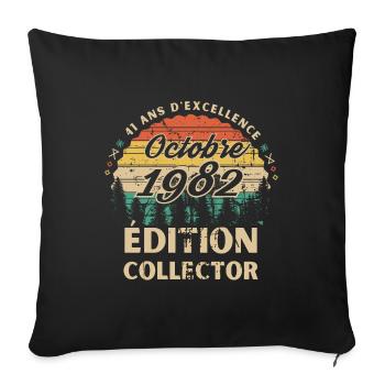 41 ans D excellence Octobre 1982 édition collector - Housse de coussin décorative 45 x 45 cm - noir - Devant
