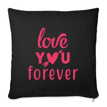 Je t’aime pour toujours avec flèche et cœur rouge - Housse de coussin décorative 45 x 45 cm - noir - Devant