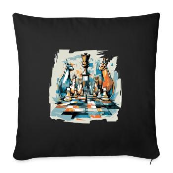 Chats et jeu d'échecs - Housse de coussin décorative 45 x 45 cm - noir - Devant