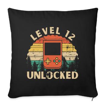 Level 12 Unlocked - Sofa pillowcase 17,3'' x 17,3'' (45 x 45 cm) - black - Front