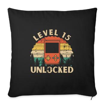 Level 15 Unlocked - Sofa pillowcase 17,3'' x 17,3'' (45 x 45 cm) - black - Front