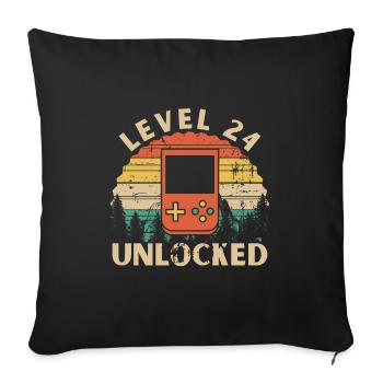 Level 24 Unlocked - Sofa pillowcase 17,3'' x 17,3'' (45 x 45 cm) - black - Front