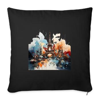 Fascinante peinture abstraite de la Tour Eiffel - Housse de coussin décorative 45 x 45 cm - noir - Devant