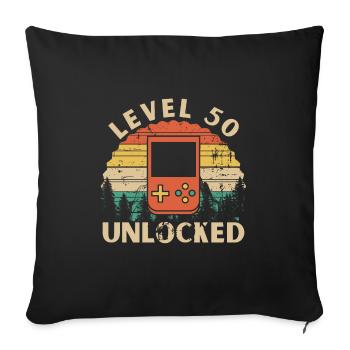 Level 50 Unlocked - Sofa pillowcase 17,3'' x 17,3'' (45 x 45 cm) - black - Front