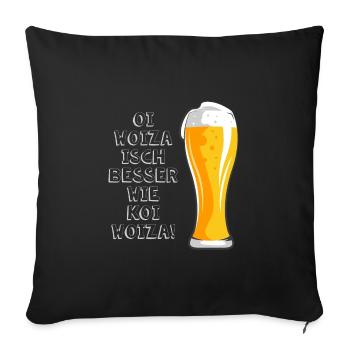 Woiza Weizen Spruch Schwabe Sprüche Schwäbisch - Housse de coussin décorative 45 x 45 cm - noir - Devant