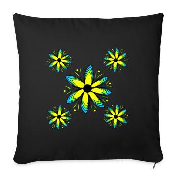 Motif floral coloré Fleur de vrille florale - Housse de coussin décorative 45 x 45 cm - noir - Devant