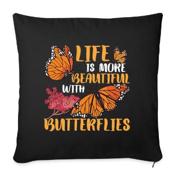 Papillon Citation Monarque Papillons - Housse de coussin décorative 45 x 45 cm - noir - Devant