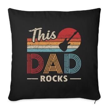 Ce papa rocks bassiste - Housse de coussin décorative 45 x 45 cm - noir - Devant