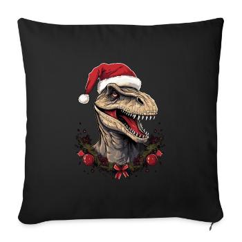 T-Rex avec chapeau de Père Noël - Housse de coussin décorative 45 x 45 cm - noir - Devant