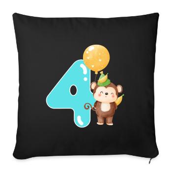 4. Geburtstag. 4 Jahre Geschenk - Sofakissenbezug 45 x 45 cm - Schwarz - Vorne