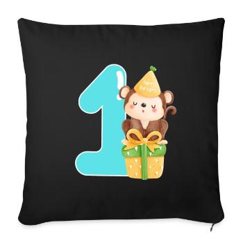 1st birthday. first birthday - Sofa pillowcase 17,3'' x 17,3'' (45 x 45 cm) - black - Front