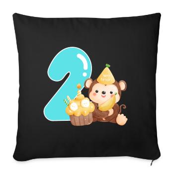 2ème anniversaire - Housse de coussin décorative 45 x 45 cm - noir - Devant