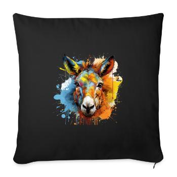 Color Splash Donkey Illustration Mule Head - Sofa pillowcase 17,3'' x 17,3'' (45 x 45 cm) - black - Front