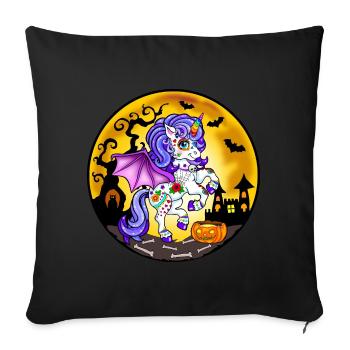 Licorne Halloween - Housse de coussin décorative 45 x 45 cm - noir - Devant
